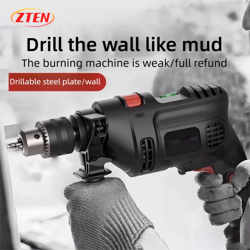 

220v EU Plug Electric Impact Drill with 2 Bits Hammer & Impact Drill Dual Mode Variable Speed 13mm 3000rpm Drilling Power Tool