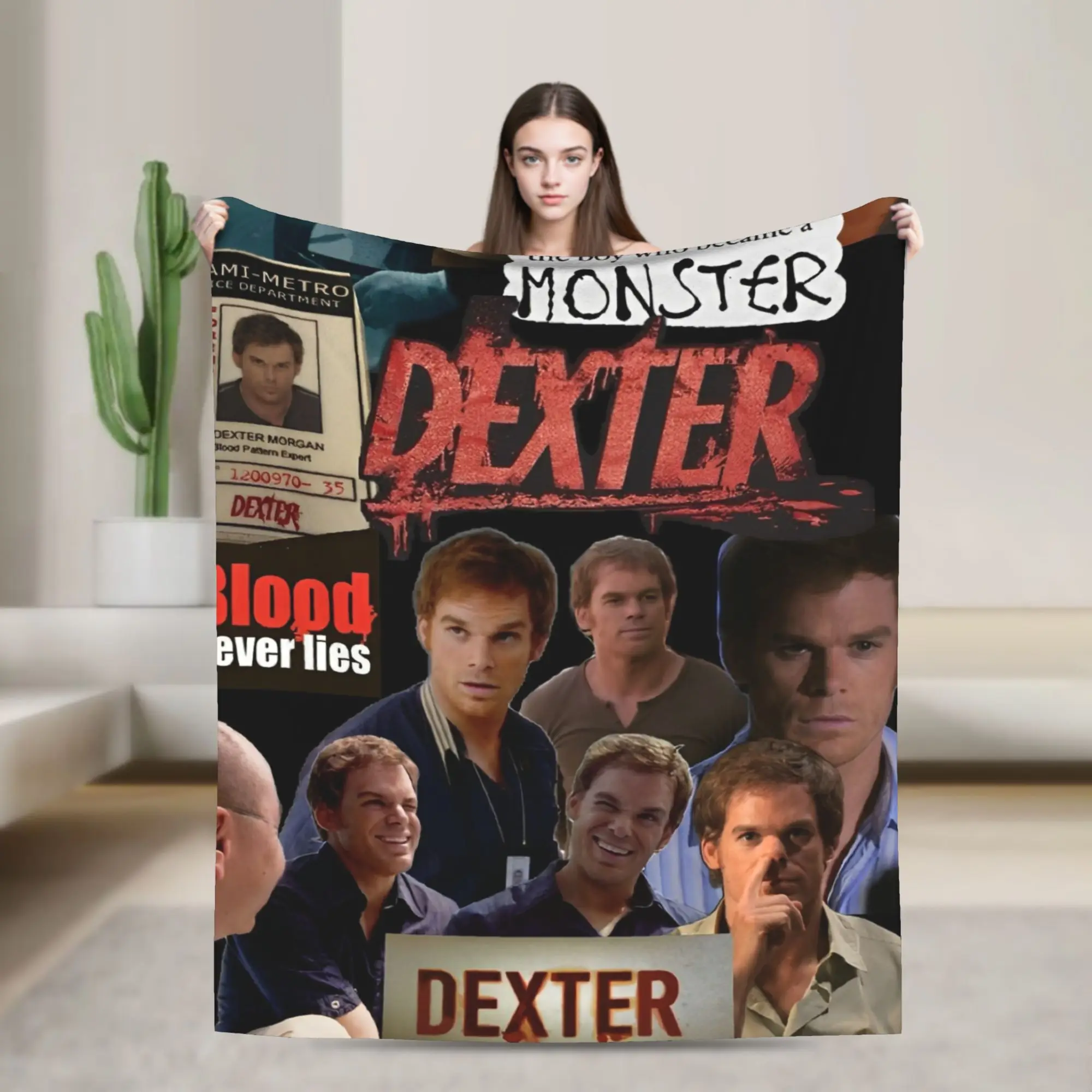 Dexter Morgan Blood Never Lies Knitted Blankets Flannel  Lightweight Thin Throw Blanket for Bedroom Sofa Bedspread