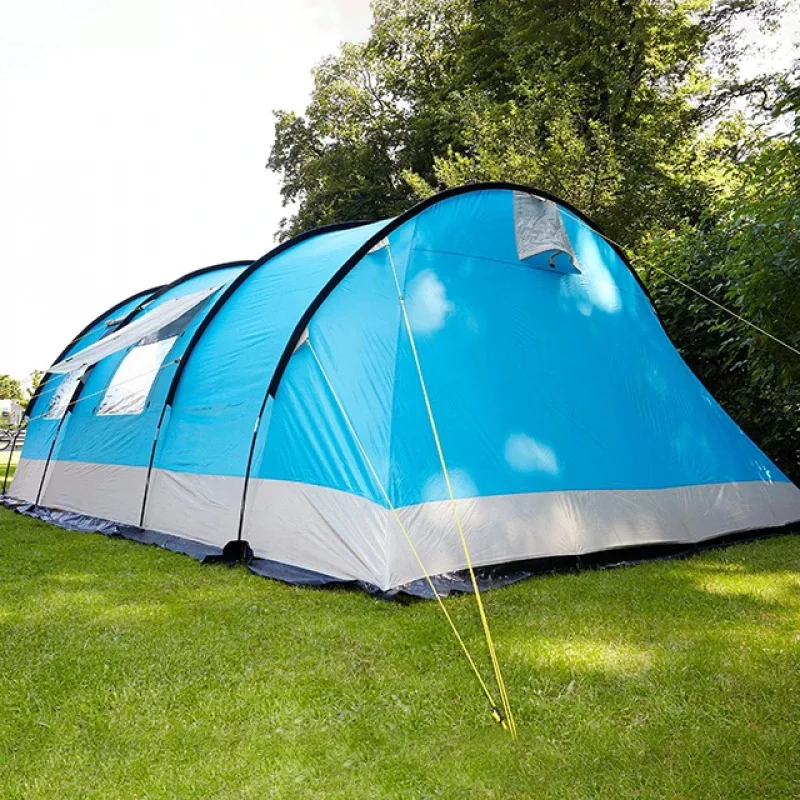 High Quality Large Sunroof Camping Outdoor Luxury 6 Person Family Tunnel Group Tent With Removable Front Wall Hot Selling