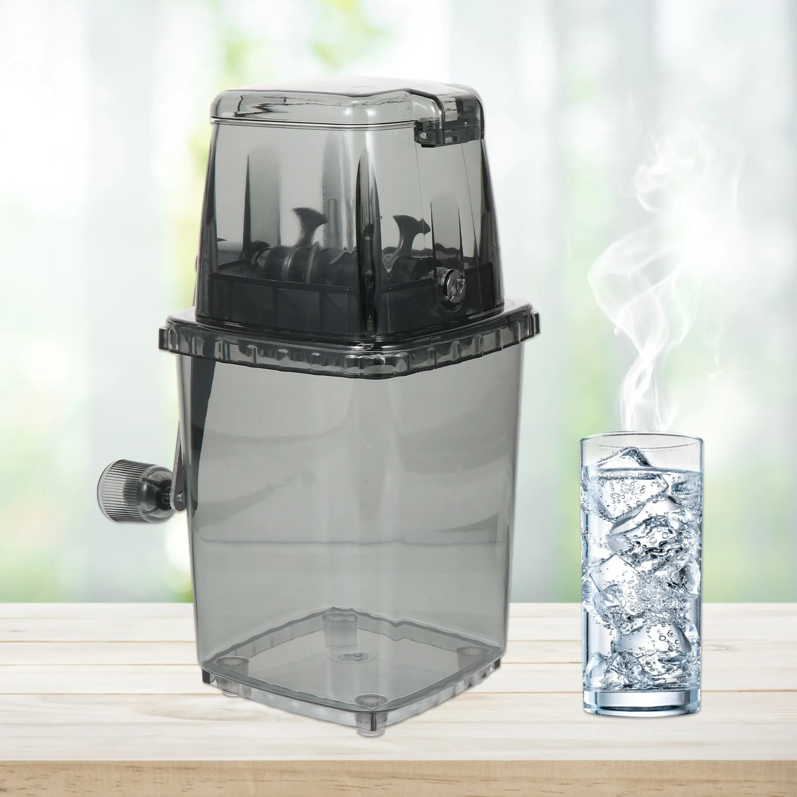 Manual Hand Crank Ice Crusher Portable Chopper Transparent Cover Kitchen Tool for Home Shaved Ice Snow Cones Slush