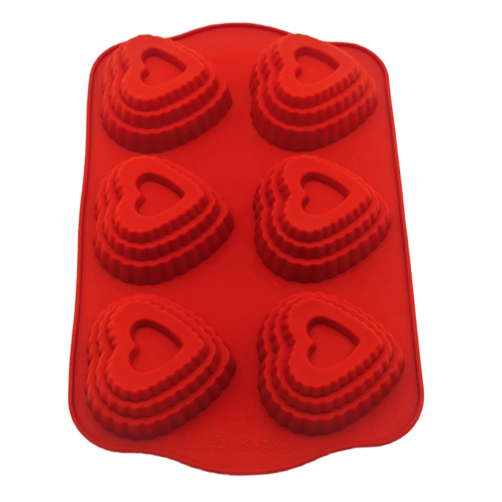 

6 Hole Creative Heart Shape Silicone Cake Mold Cake Decoration Jelly Pudding Chocolate Mousse Dessert Mold Kitchen Baking Tools