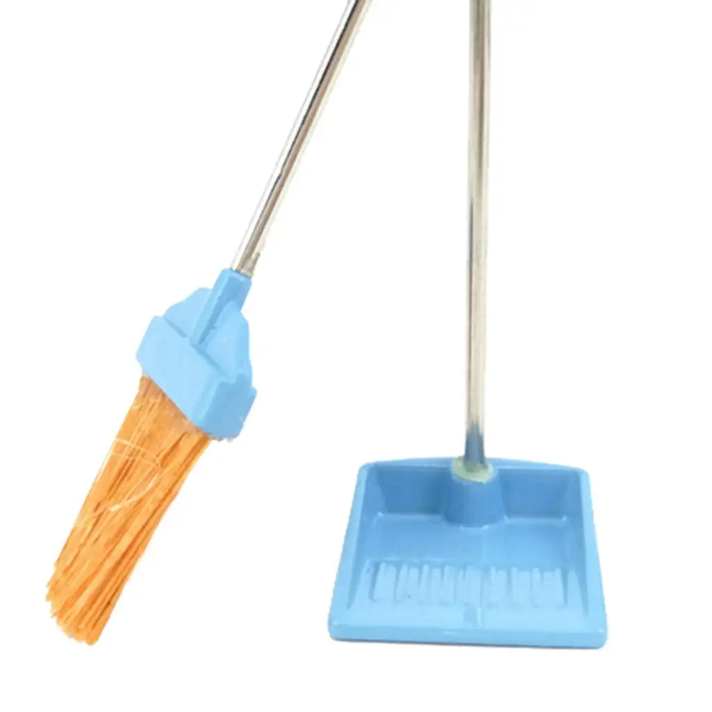 1/12 Scale Plastic Broom Dustpan Set for Dollhouse chen Room Accessories