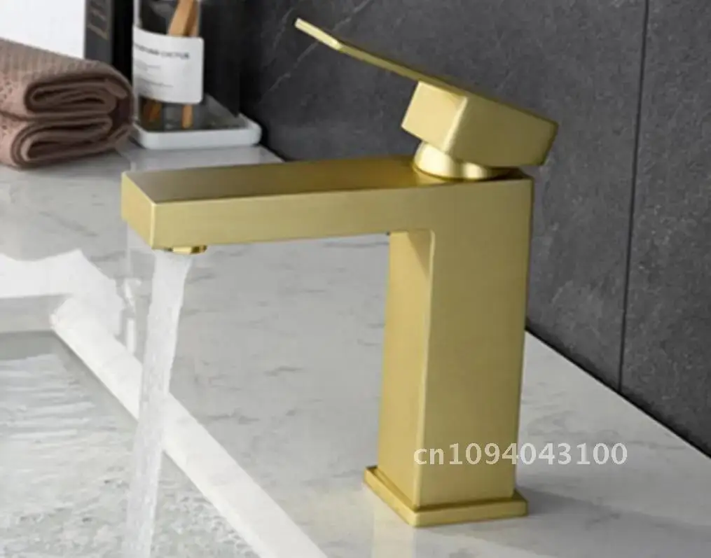 

stainless steel Sink faucet brushed gold color Bathroom waterfall BL024 Bathroom Torneira faucet Vanity Tap Faucet Wall Mixer