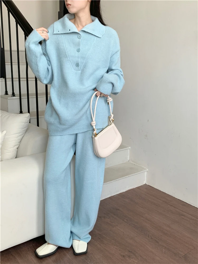 Colorfaith WS6783JX 2024 New Vintage 2 Pieces Sets Pullover With Pants Knitted Women Autumn Winter Korean Fashion Elegant Suits