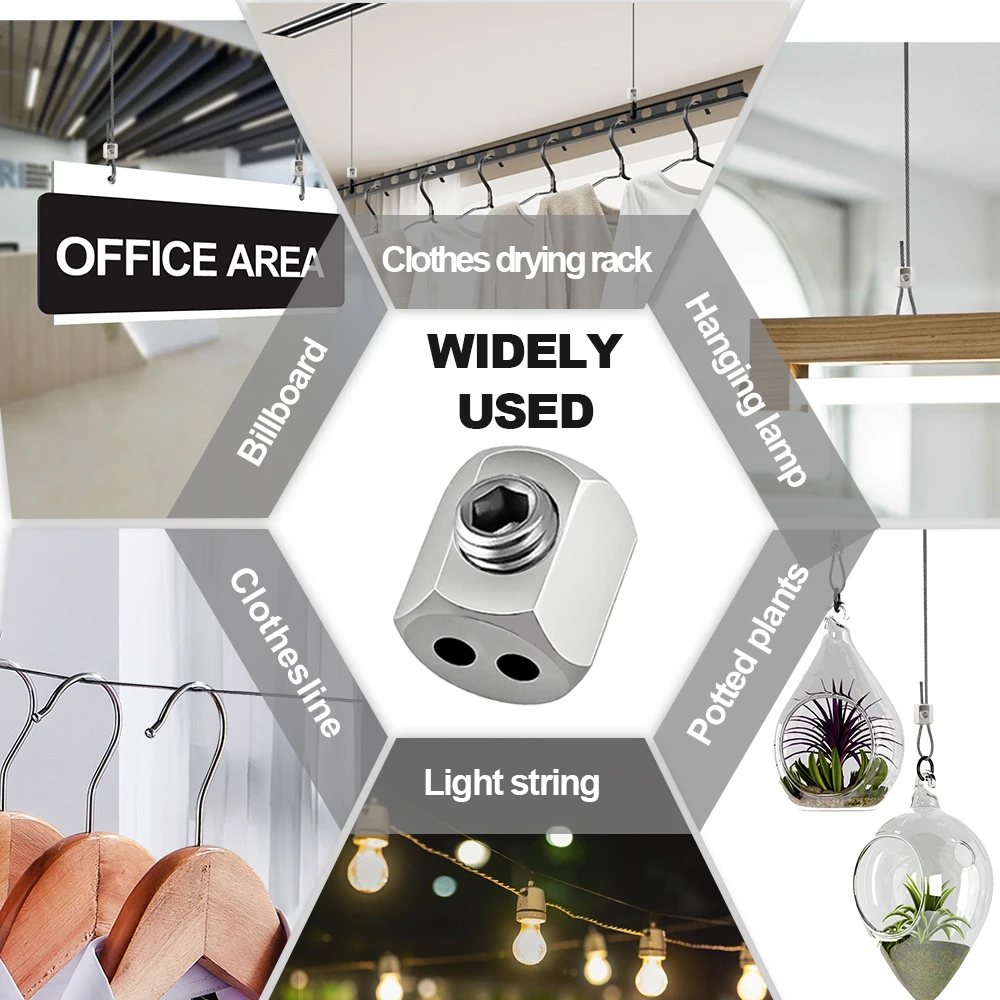 10-200PCS 1-1.5mm Stainless Steel Cable Clamp Rope Fixator Steel Cable Tensioner Adjustable Metal Fixture Cable Fastener