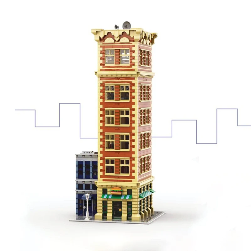 City Street View Moc-bouwstenen Brickly Tower ​ ​ ​ ​ ​ ​ ​ Huis Bakstenen Model DIY Assemblage Constructie Speelgoed Vakantie Verjaardagscadeau