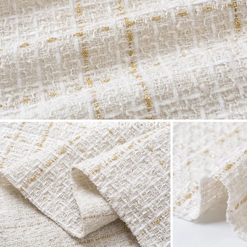 1 Meter Vintage Tweed Fabric Thick Yarn Dyed Metallic Woolen Telas DIY Sewing Dress Coat Blazer Autumn Winter Tissus