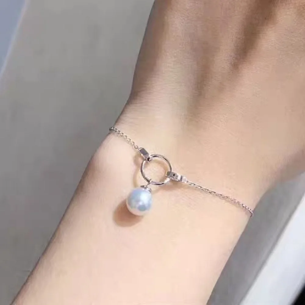

Exquisite Pearl AAAA9-10mm Natural Japanese Round Pearl Bracelet 925s/8inch