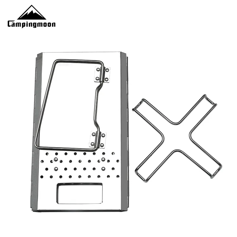 MT-18 CAMPINGMOON encendedor portátil plegable estufa de carbón viene con bolsa de almacenamiento barbacoa estufa de carbón de cuatro esquinas