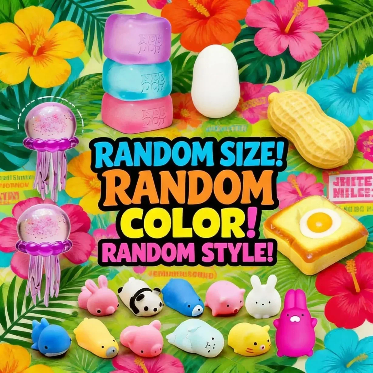 100+ Pieces Assorted Squishy Figures Blind Box Surprise Toy Slow Rising Soft Fidget Toys Featuring Moai Head Panda Rabbit Stress