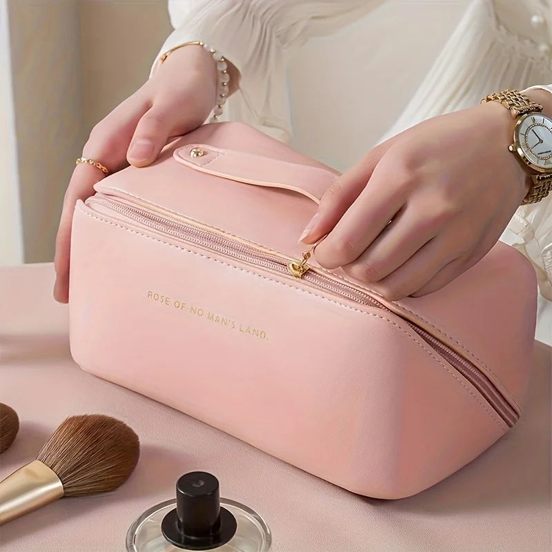 Cosmetic Bag Portable Large-Capacity Toiletry Bag,Divided Makeup Organizer with Multiple Compartments for Home, Outdoor & Travel