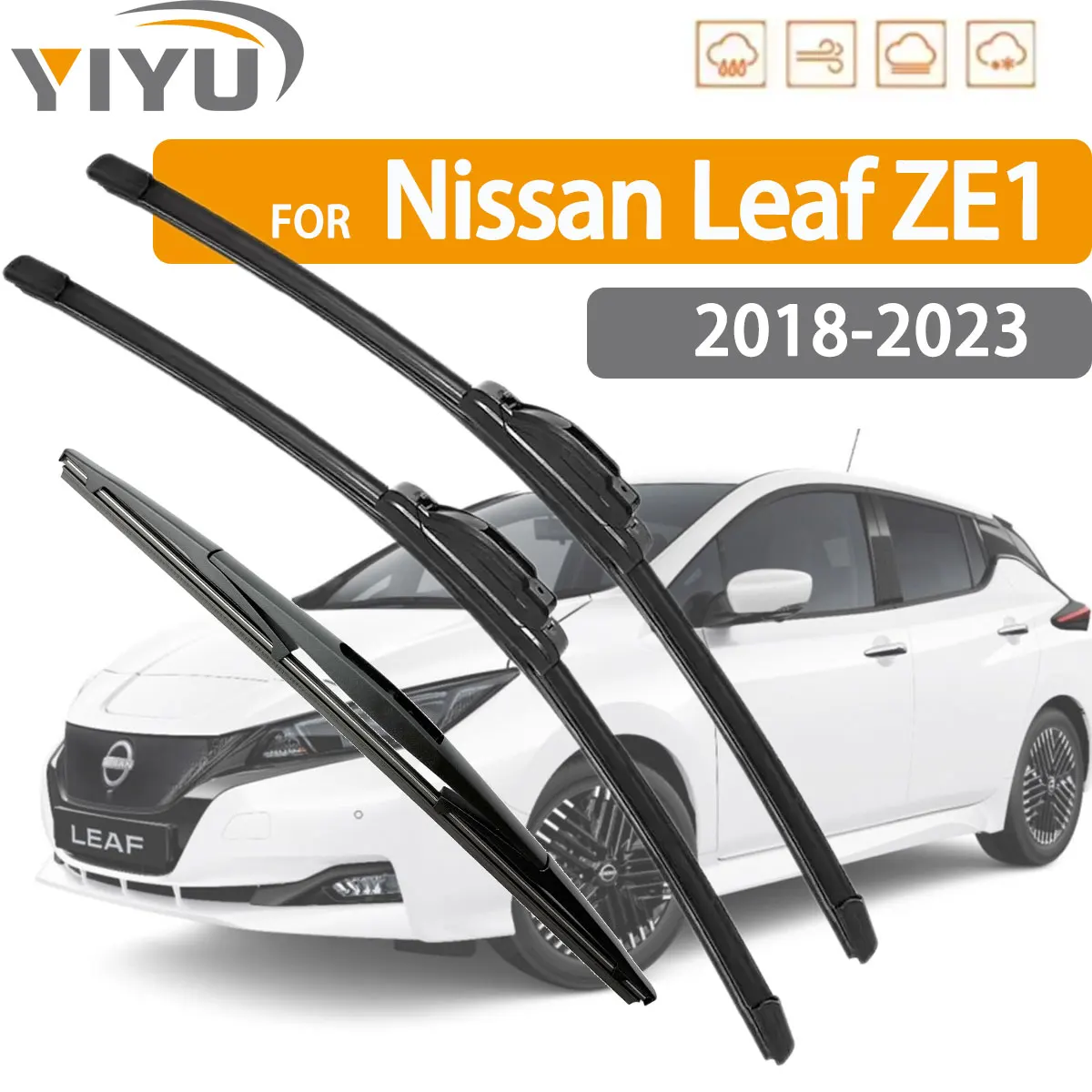 3PCS Auto-Wischer für Nissan Leaf ZE1 2018-2023 Vordere und Hintere Wischerblätter Bürsten Auto Windschutzscheiben-Zubehör