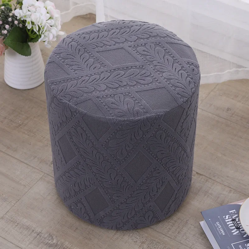 yesStretchable Round Stool Cover, Machine Washable, Home Use Shoe-Changing Stool Cover, Jacquard Sofa Stool Cover 5