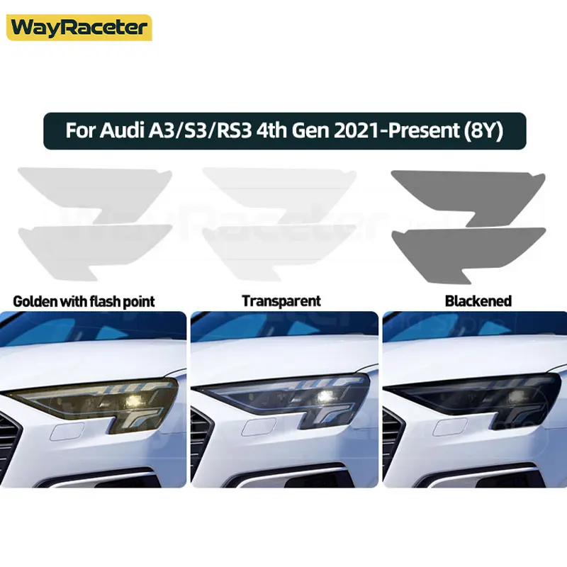 Car Headlight Protective Film Smoked Black Tint Vinyl Transparent TPU Sticker For Audi A3 8Y S3 RS3 2021 2022 2023 Accessories