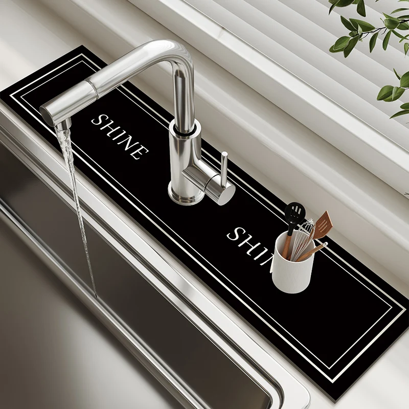 VIKAMA Kitchen Sink Faucet Mat  Diatom Mud Absorbent Table Mat Bathroom Non-slip Foot Mat Home Decor Countertop Protection