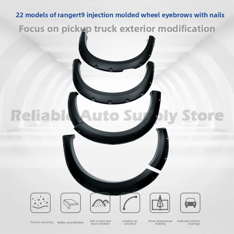 

For 2022 Ford Ranger T9 Fender Flares Molded Mud Guards Wheel Arch Trim Off Road Styling Upgrade Durable Black Finish Enhanced L