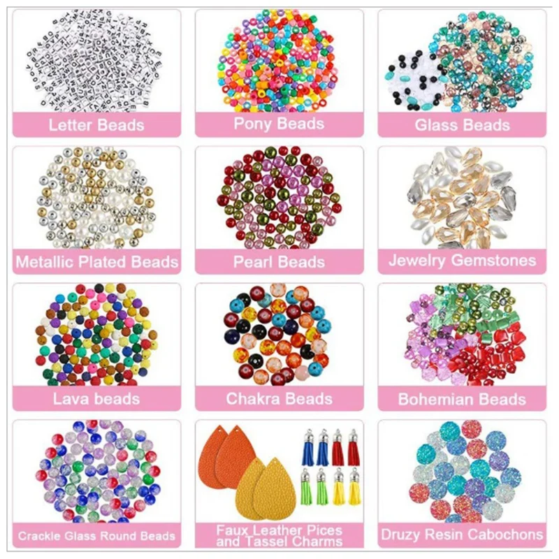 2035Pcs Jewelry Making Supplies Kit Earrings And Repair Tools Include Jewelry Charms,Beads,Beading Wire For Necklace DIY