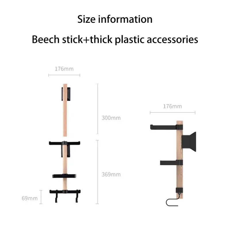 Bicycle Wall Storage 1 Set Beech Wood Mounted Gear Rack Helmet Holder for Cyclists Home and Apartment - view 6