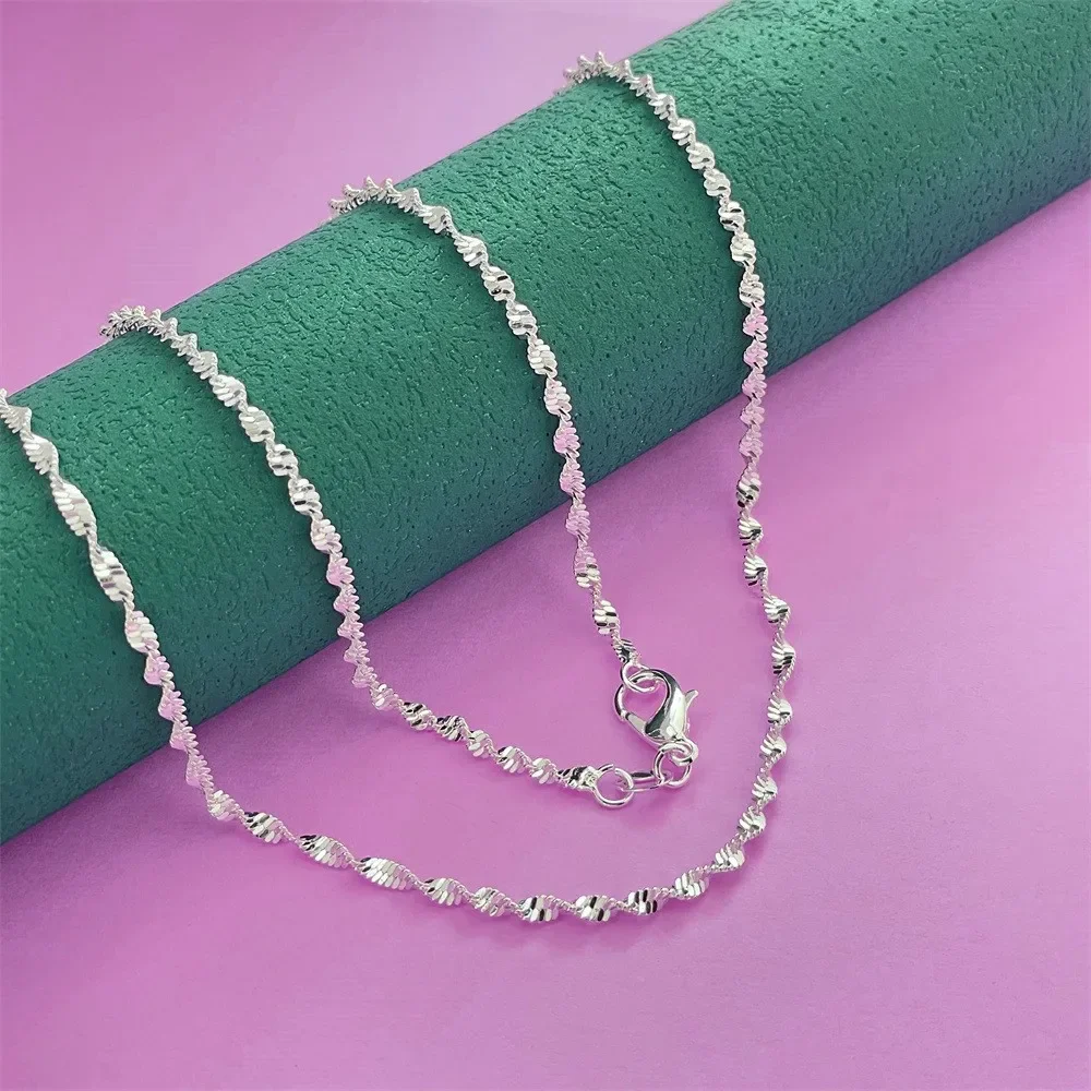 Korean fashion 925 Sterling Silver 40-75CM Elegant 2mm Side Chain Necklace For Women Street Versatile Jewelry Wedding party Gift