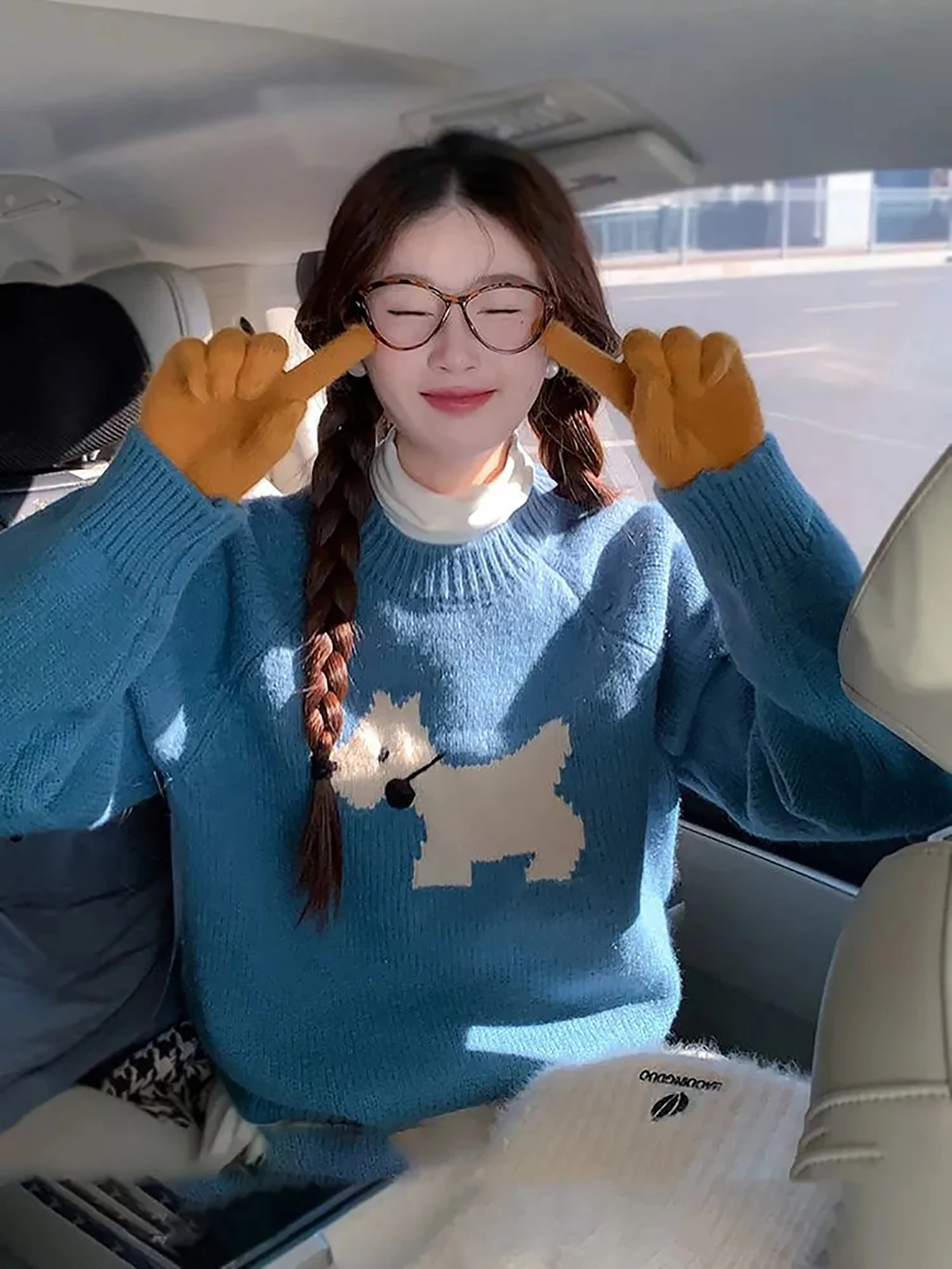 

Blue Knitted Sweater Women's Casual Sle Soft Cozy Autumn Winter New Arrival Commute Friendly Faionable Versatile Top