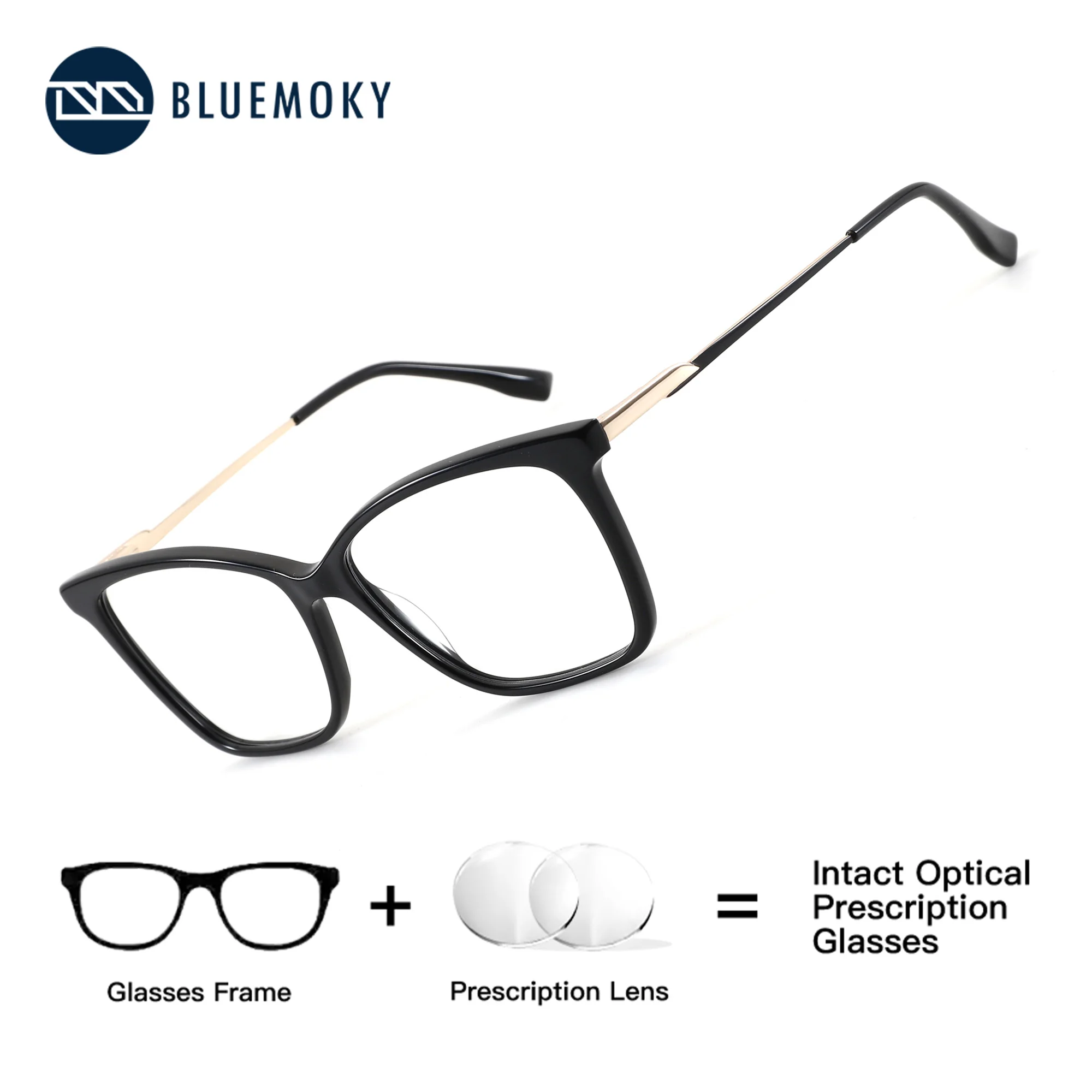 

BLUEMOKY Rectangle Acetate Prescription Eyeglasses Photochromic Anti Blue Light Reading Glasses for Women Optical Eyewear