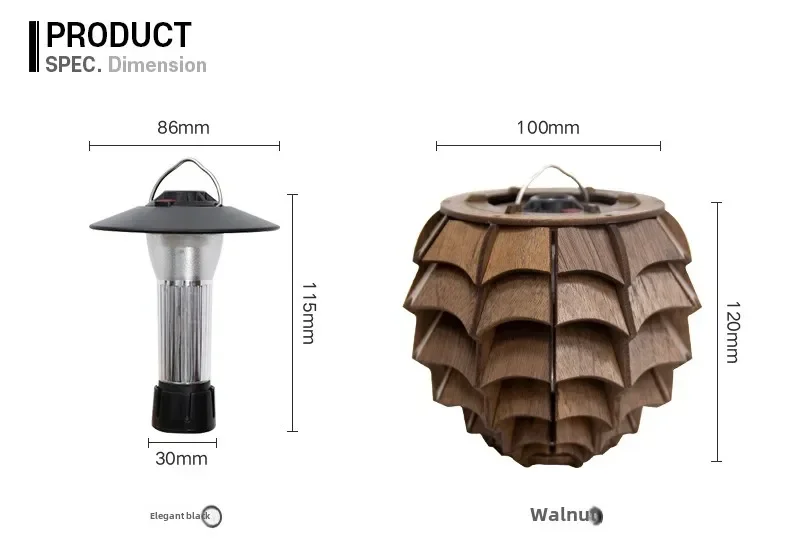 Outdoor walnut lighting goalzero lampshade camping atmosphere GZ lamp decoration accessories acrylic pine cone accessories