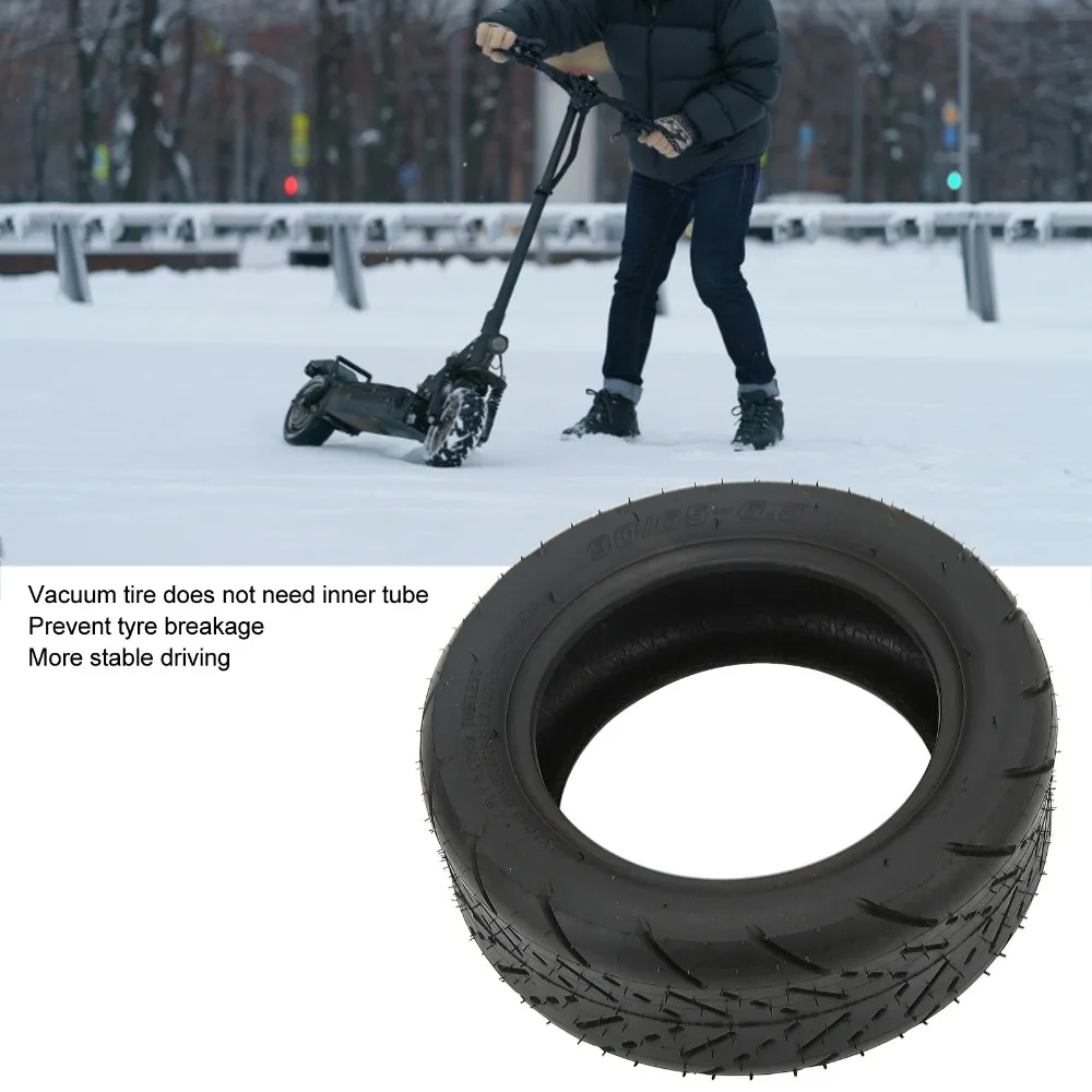 90/65-6.5 Electric Scooter Tubeless Tire Wheel Size 11 Inch Anti Slip Tread Vacuum Tire for Scooter Black Shock Absorption