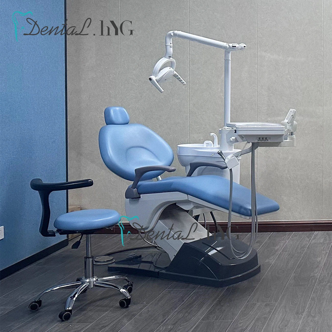 Dental Comprehensive Treatment Chair with Ultrasonic Scaler Oral Lamp, Air Compressor, High-speed Handpiece, LED curing Lamp