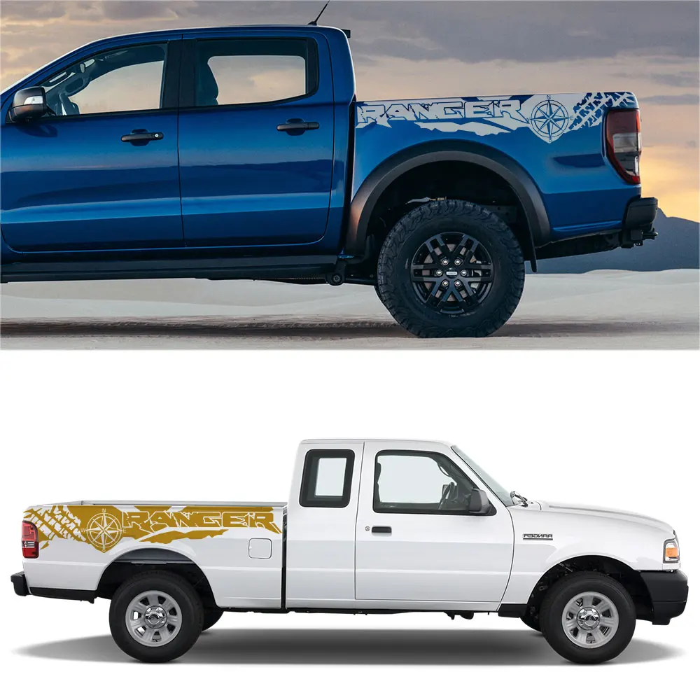 Auto Aufkleber Reifen Druck Kompass Abenteuer Off Road Auto Schwanz Vinyl Grafiken Aufkleber Für Ford Ranger Raptor Pickup Zubehör – Detail 4