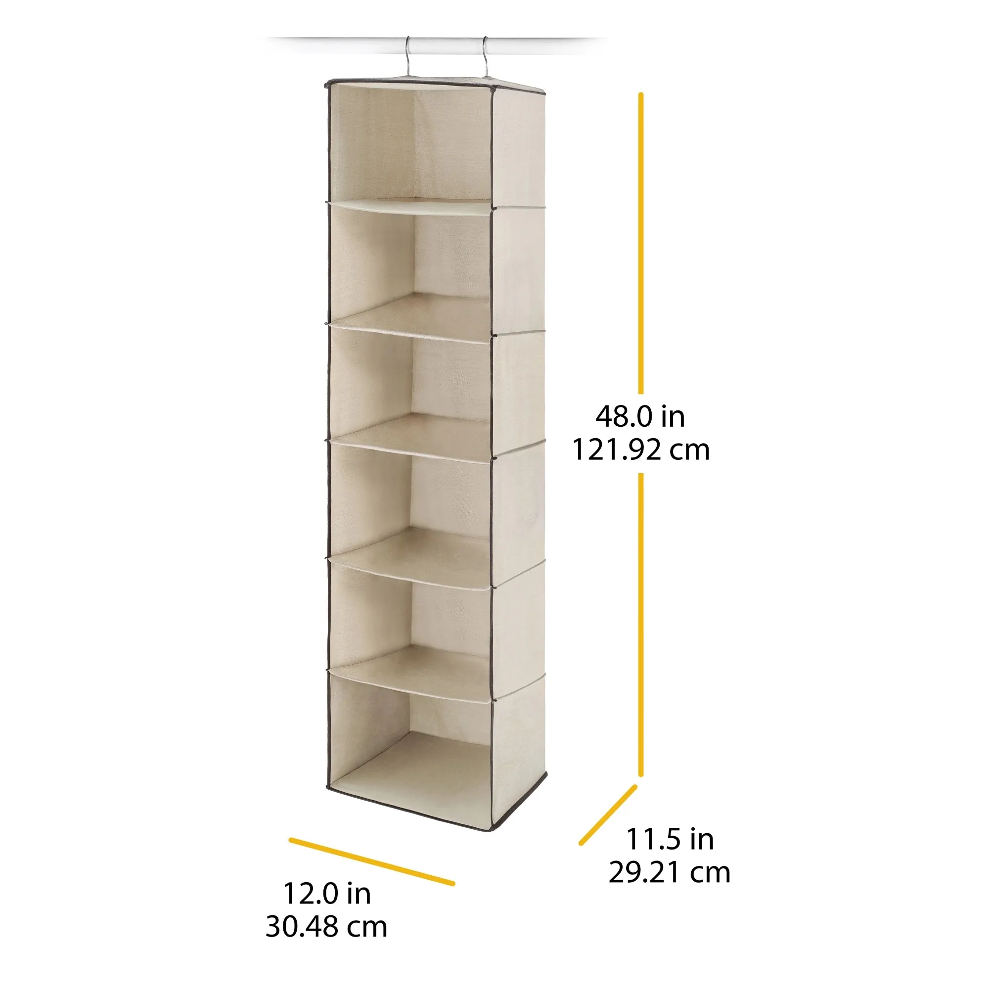 6 أرفف معلقة، سهلة التجميع، تثبيت بسهولة مع خطافات معدنية معلقة من قضيب الخزانة أو رف الملابس #3