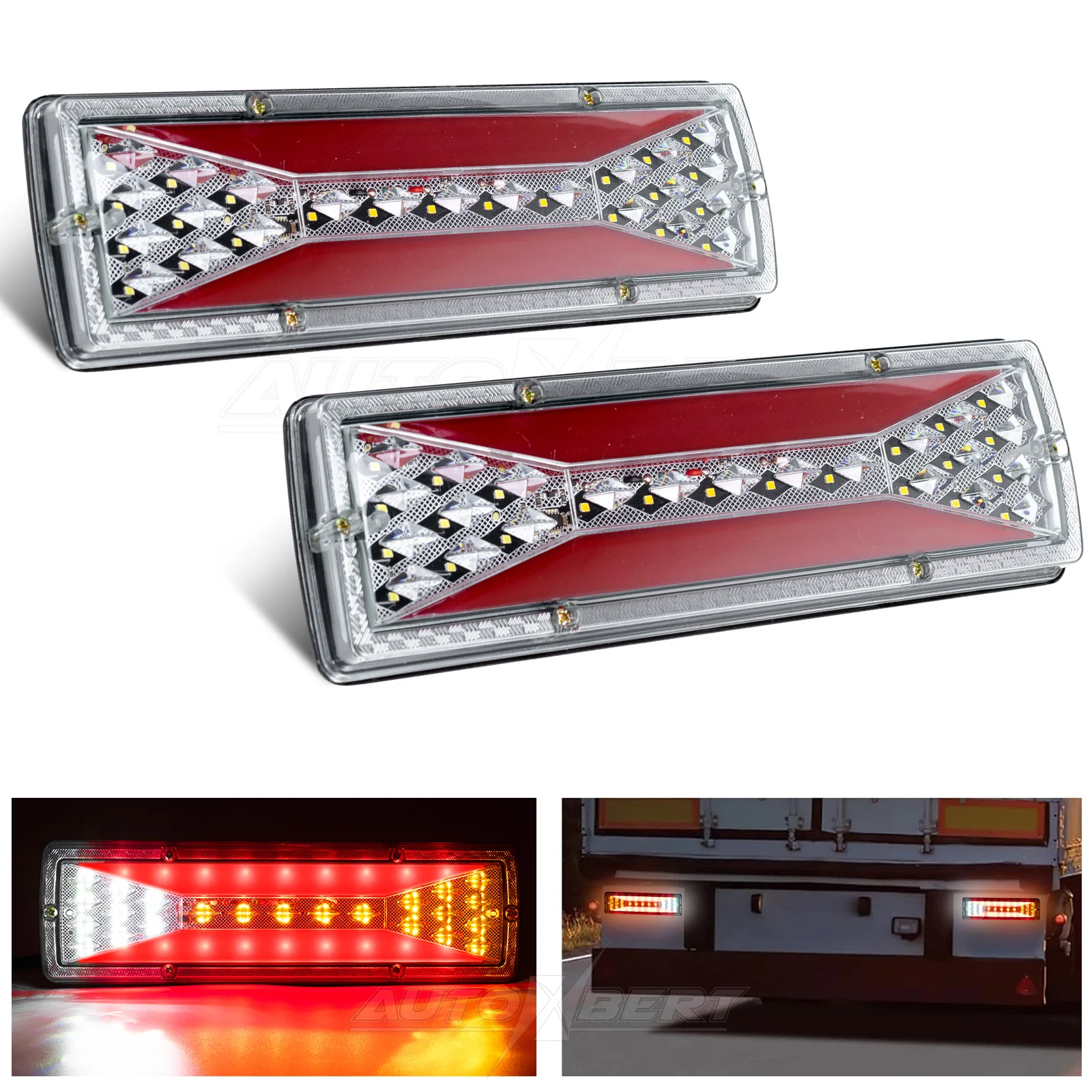 2PC Trailer Tail Light 41LED Brake Running Turn Signal Reverse Light IP65 Waterproof 12V Truck Trailer Caravan Van RV UTV Camper