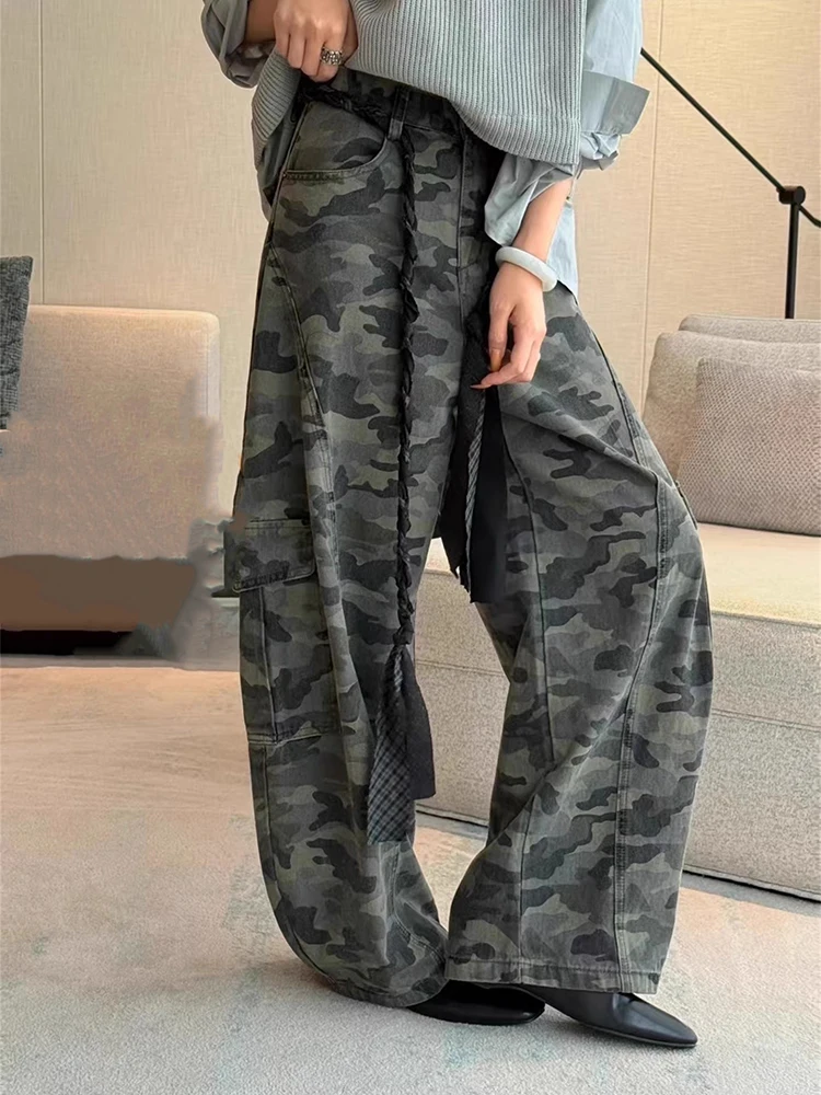 

Y2K камуфляжные свободные рабочие брюки женские осенние новые трендовые повседневные широкие джинсы