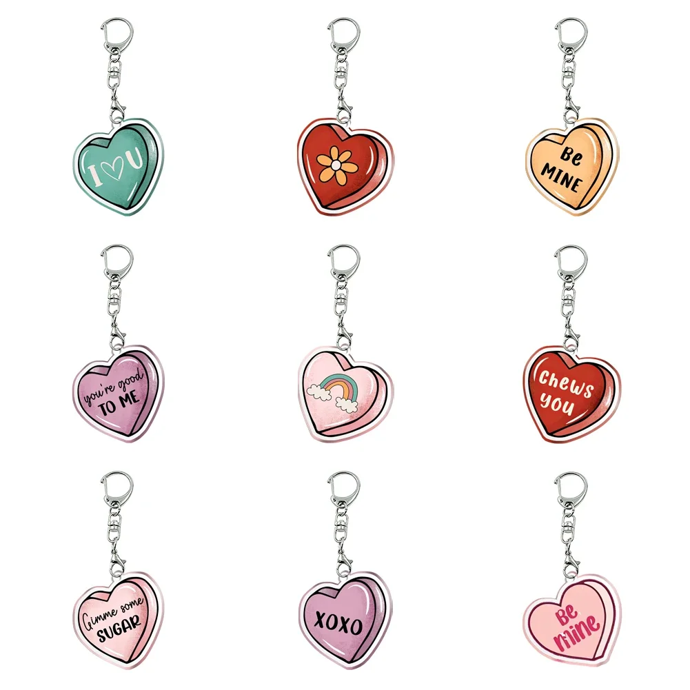 

Love Shape Women Men Acrylic Cartoon Love Keychain Sided Transparent Acrylic Trinket For Friends Pendants