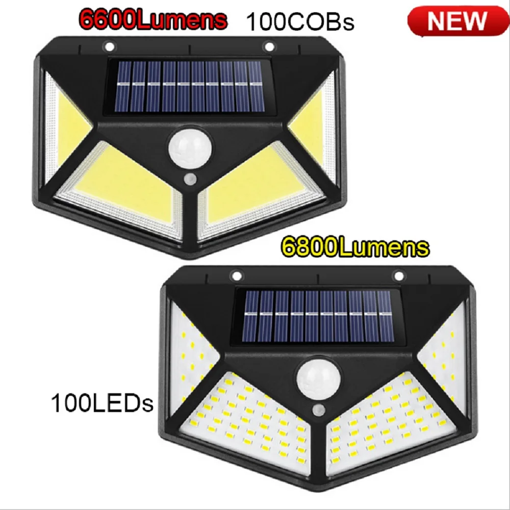 6800 lumens Super 100LEDs Solar Led Wall Lights Outdoor Solar Lamp PIR Motion Sensor Solar Powered Street Light for Garden Light