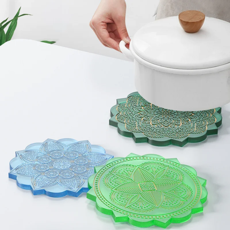 Mandala Coaster Mold Crystal versing Coaster stampo in Silicone DIY Mandala Pattern stampo in resina Home Desktop Decoration Coaster