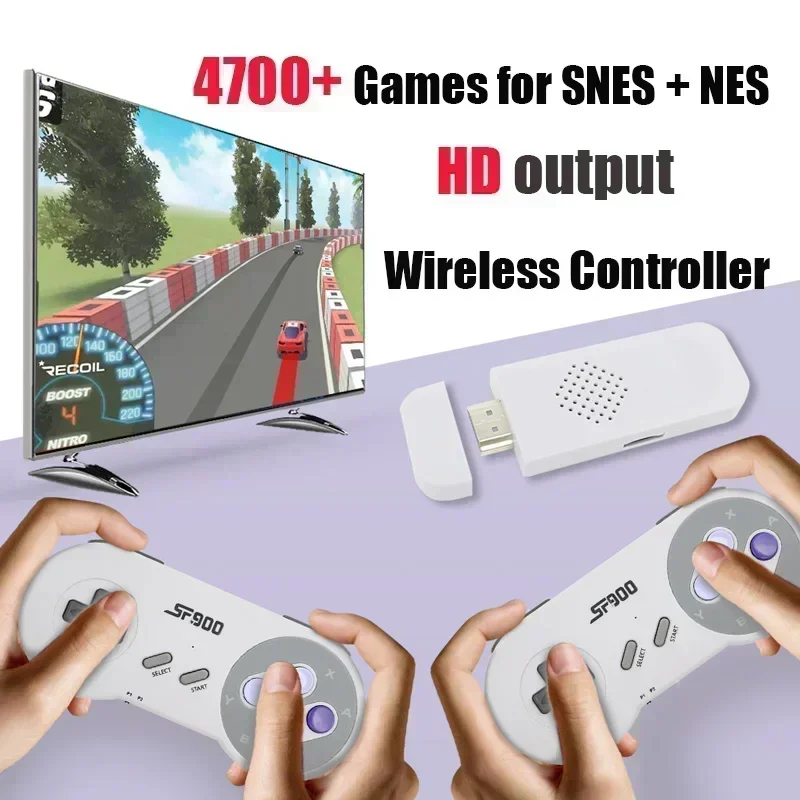 SF900 Consola for Super Nintendo 16 Bit Game Stick 5000 Retro Games HD Video Game Consoles for NES SNES Wireless Controller