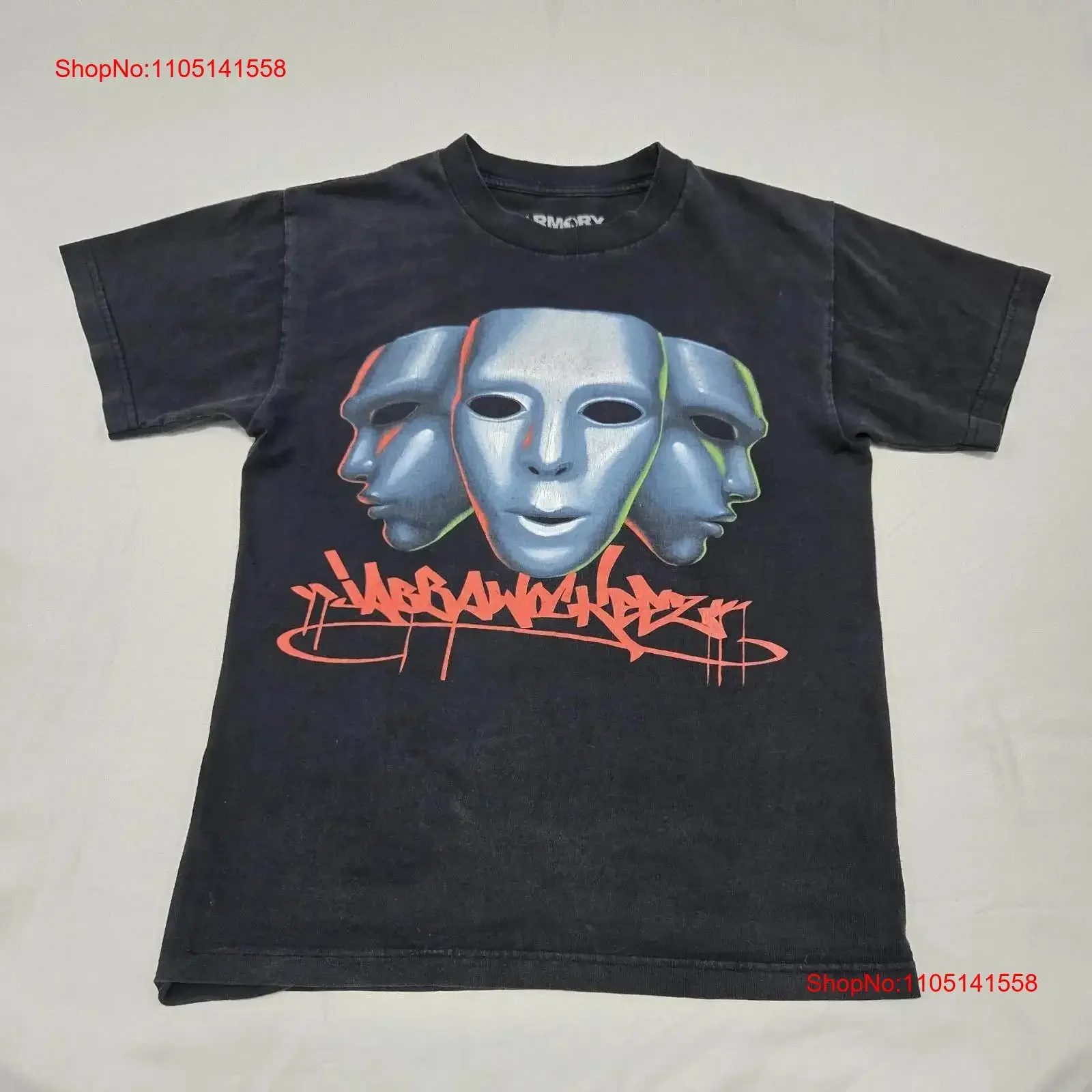 Tamaño pequeño Jabbawockeez Armory Survival Gear camiseta 2 caras Y2K vintage lavado Casual cómodo suave estirado homme