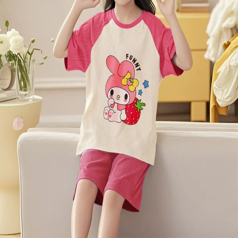 Immagine 7: Set Pigiama per Bambini con Maniche Corte e Pantaloncini, Abbigliamento da Notte Traspirante in Morbido Cotone Leggero e Confortevole per Bambini