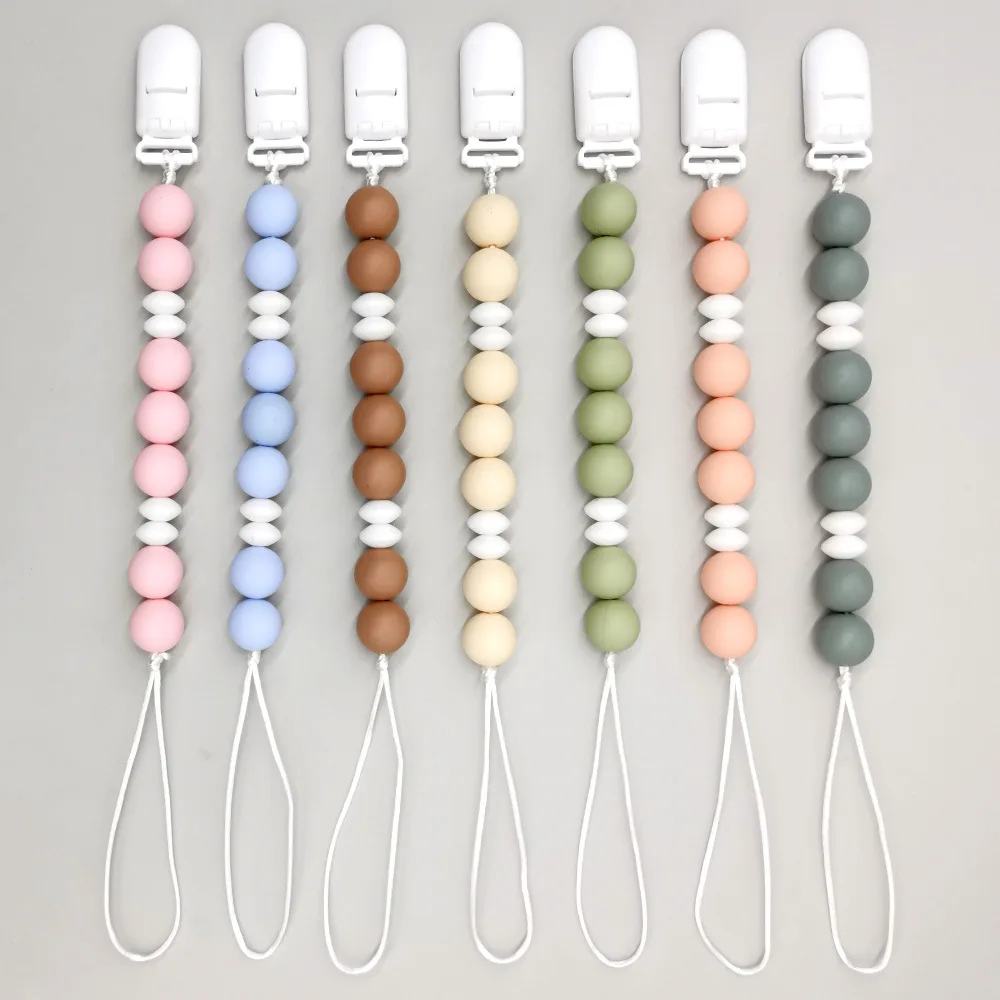 

Пластиковые зажимы для детской соски, силиконовые бусины, цепочка для пустышки, подарок для новорожденных, прорезыватель, цепочка для пустышки, держатель для соски, аксессуары для детских вещей