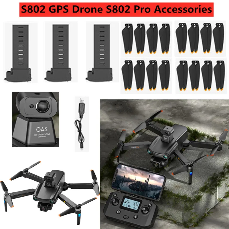 S802 GPS Drone Battery 7.6V 4200Mah Battery/Propeller/USB S802 Pro Dron Battery S802 Pro Obstacle Avoidance Original Accessories