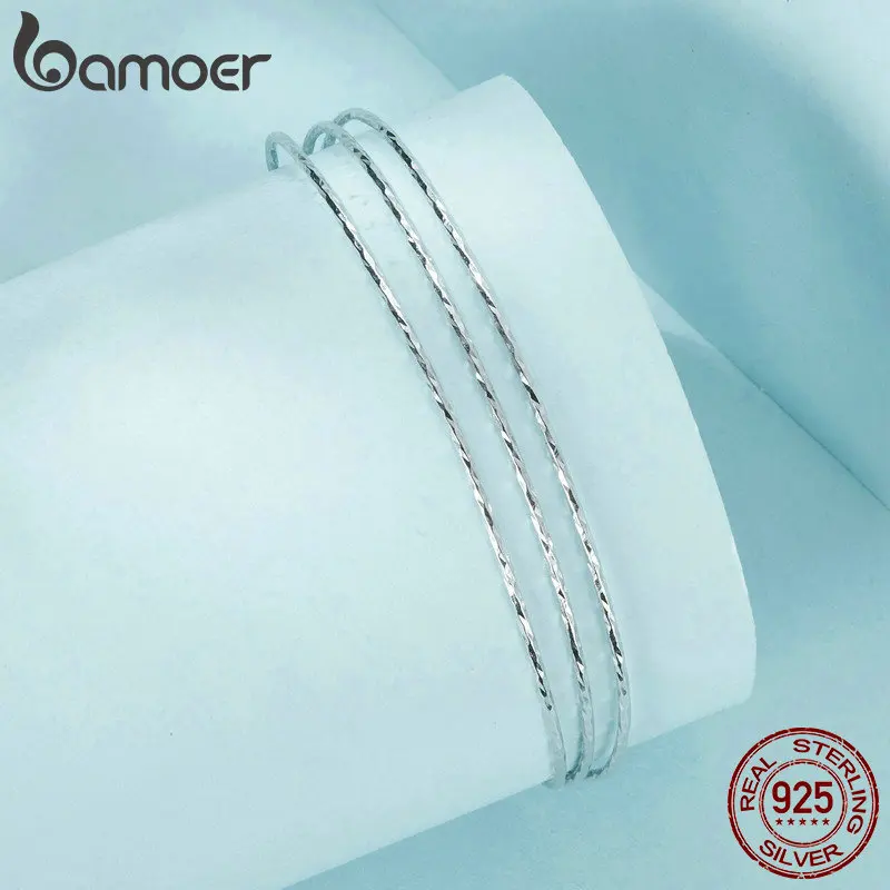 BAMOER 925 Sterling Silver Multi-Layer Bracelet for Women, Open Adjustable Wide Cuff Bracelet for Teen Girls Fashion Jewelry