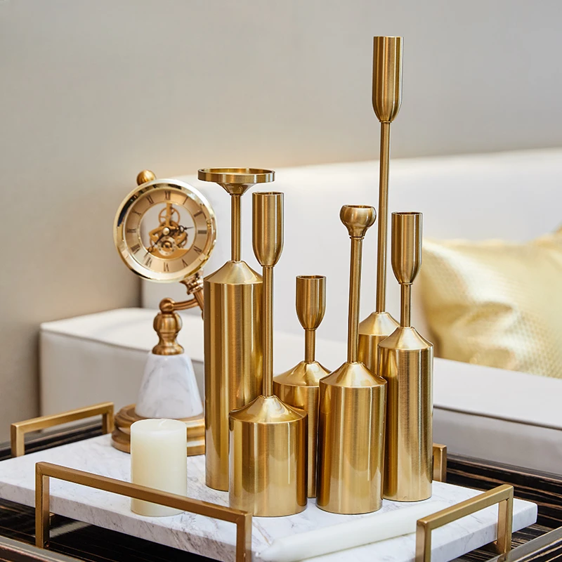 

Metal Candlestick Combination Set with Thin Rod Nordic Style Living Room, Luxury Home, Dining Table Romantic Soft Decoration