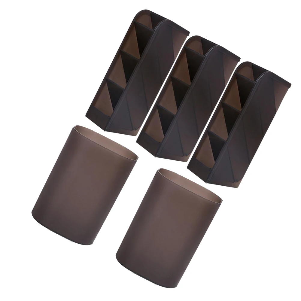 

5 Pcs Pen Holder Stationery Case Desktop Organizer Tabletop Storage Box PP Material Large Capacity Save Space Office