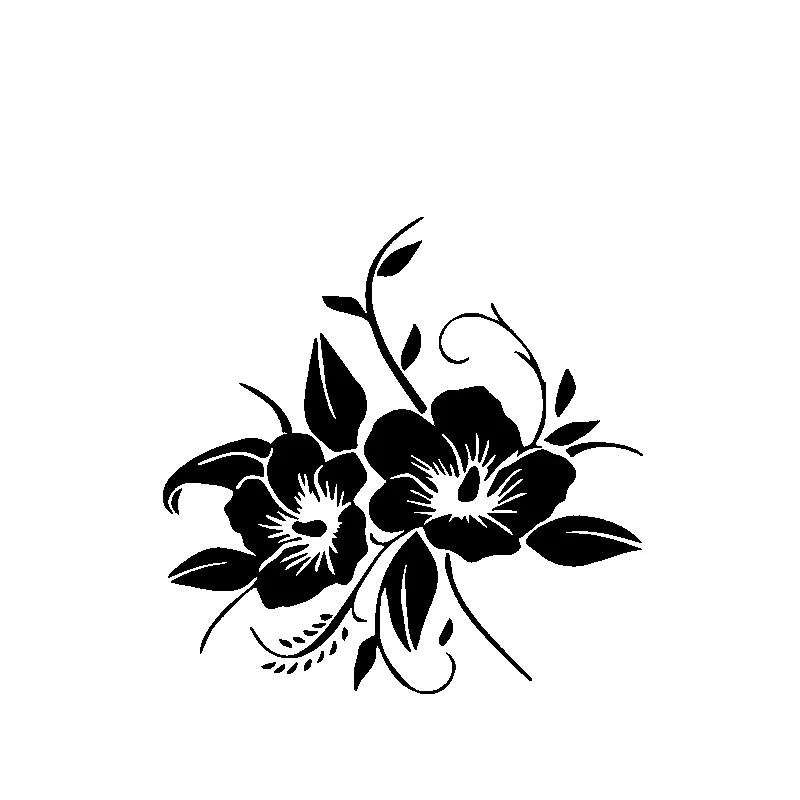 Car Stickers Beautiful Hibiscus Flower PVC Car Decoration Accessories Stickers Waterproof Sunscreen Black/white,17cm*16cm