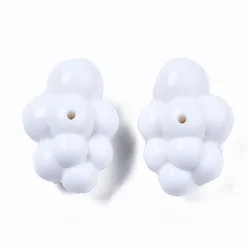 10pc Opaque Acrylic Beads 3D Cloud Shapes White 33x23x17mm Hole: 2mm
