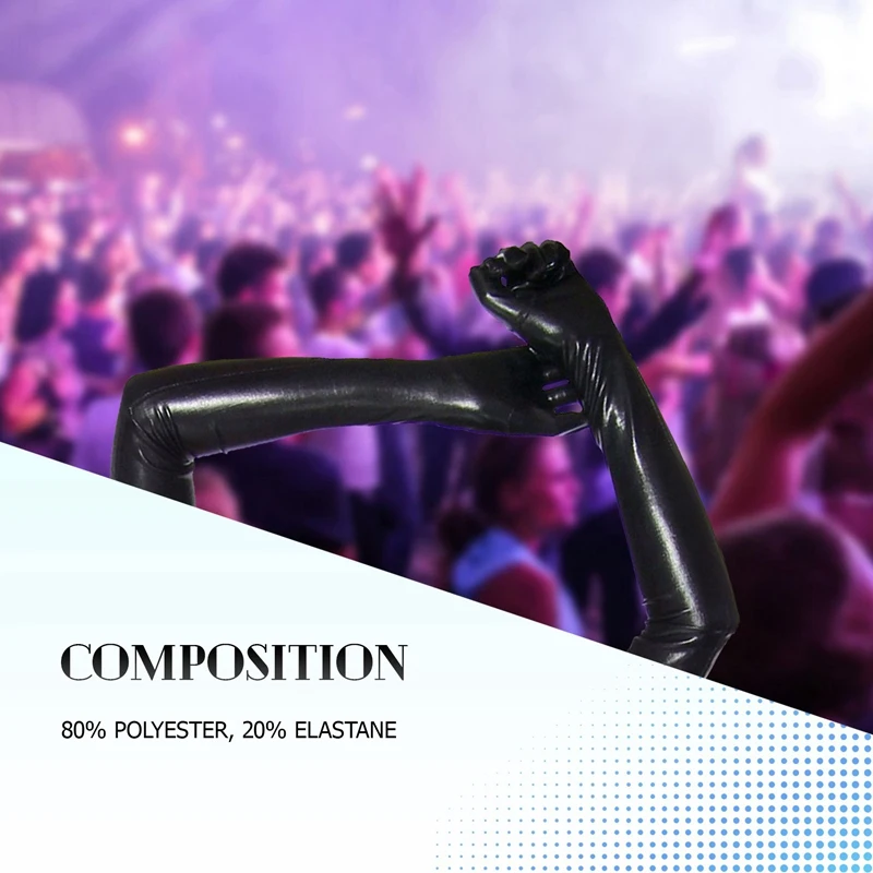 Long Gloves In Leather Optics One Size Black - Black