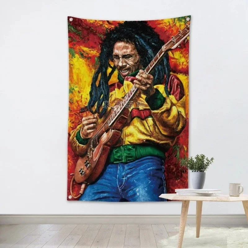 Bob Marley Reggae Heavy Metal Rock Band Hanging Flags Industrial style Hanner Club Kar Billiard Hall Cloth Art Hanging Painting