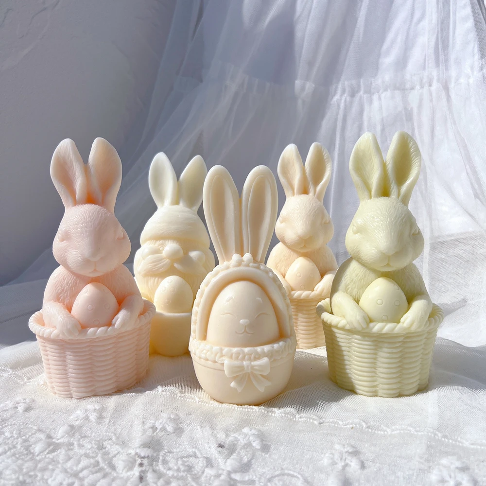 

3 Designs Animal Soy Wax Mould Easter Home Decor Concrete Mould Egg Rabbit Silicone Candle Mold Bunny Resin Silicone Mold