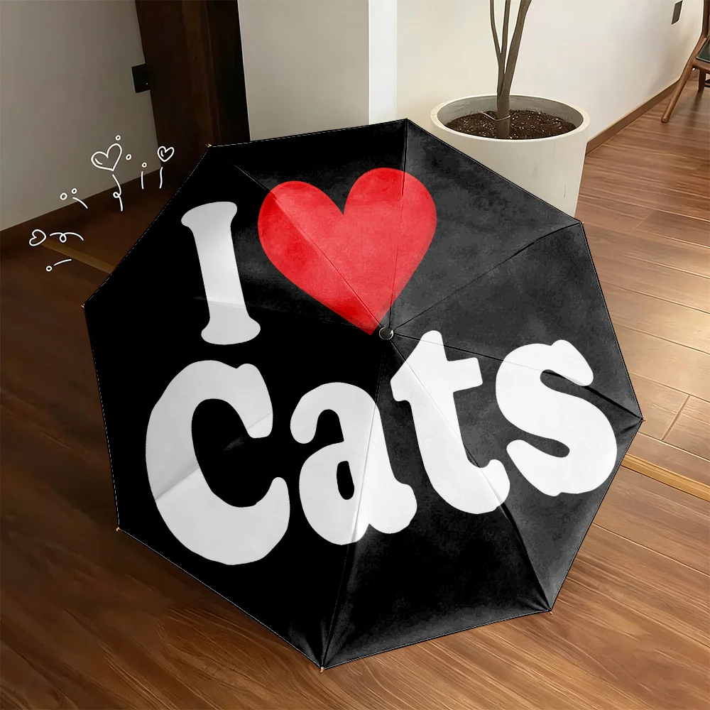 

Автоматический складной зонт с 8 спицами | Компактный, ветрозащитный, высококачественный, черный с дизайном в виде красного сердца, железный стержень, пластиковая ручка.