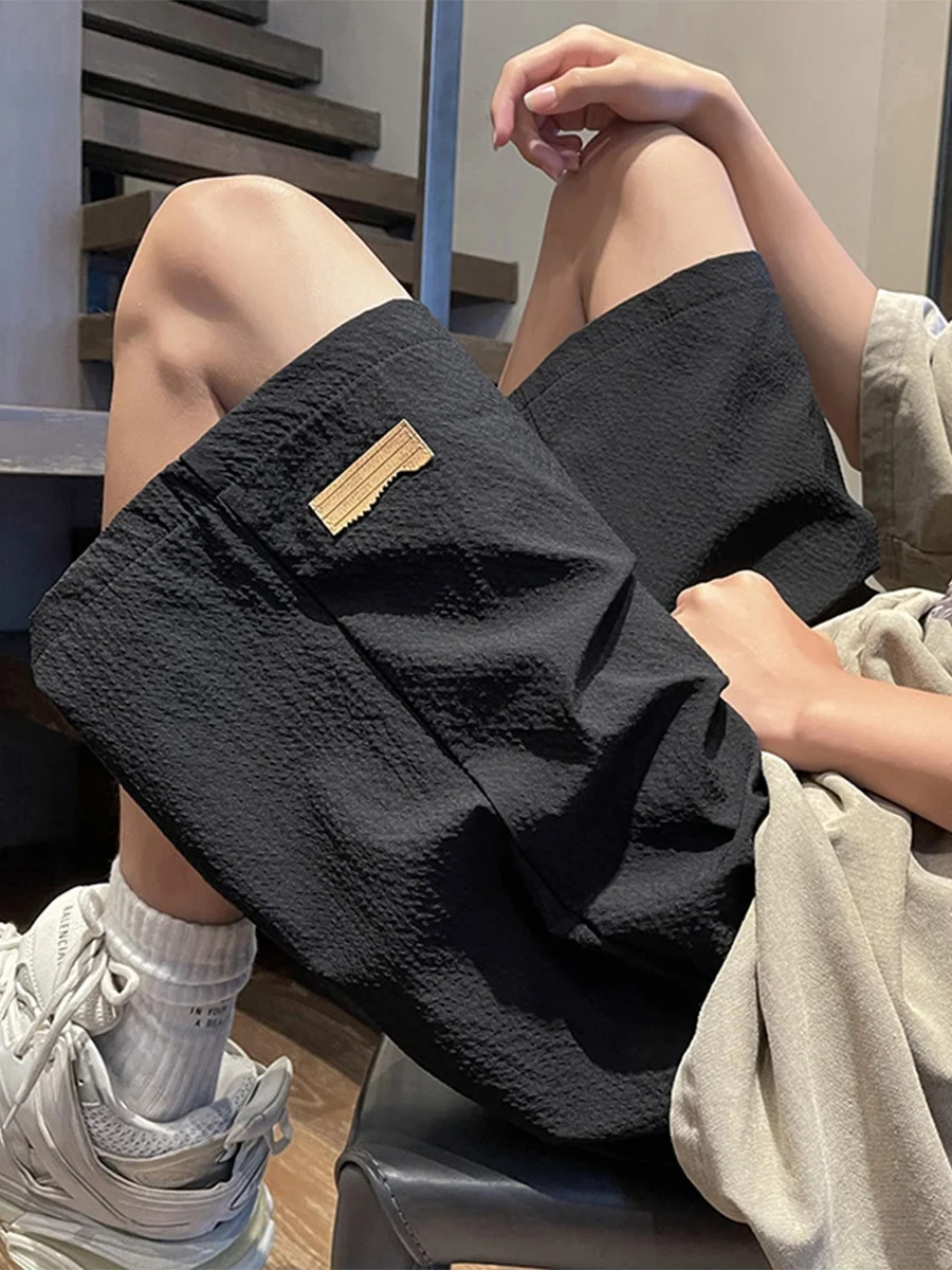 

Быстросохнущие шорты из ткани Bubble Cloth для мужчин, летние, повседневные, свободного кроя, больших размеров, бриджи, модные шорты в американском стиле